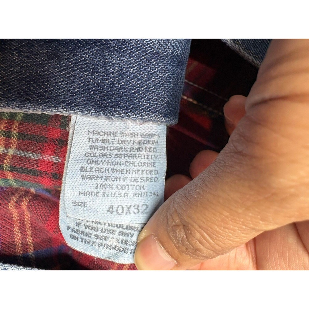 Vintage LL Bean Flannel Lined Jeans Size 38x31 ( Actual) Blue Denim USA Made - Picture 7 of 11